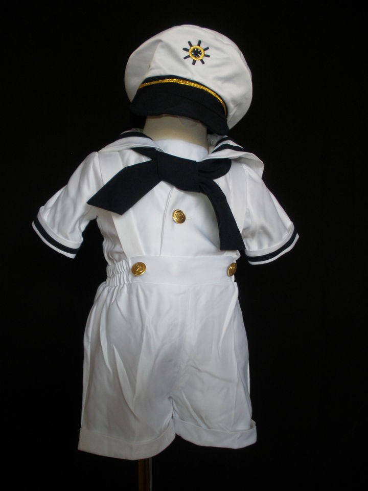 SAILOR SHORTS SUIT 4 INFANT,TODDLER & BOY WHITE OUTFITS size S,M,L,XL 