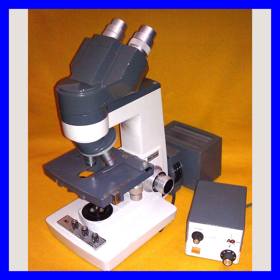   OPTICAL A/O ONE TWENTY MICROSCOPE PWR SUPPLY ILLUMINATOR 3 OBJECTIVES