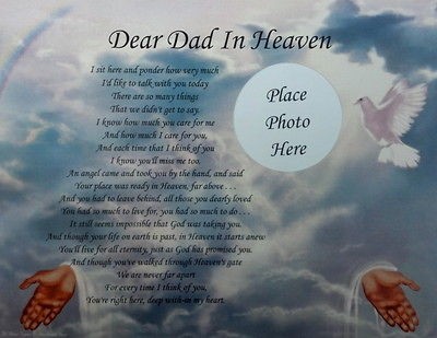 DEAR DAD IN HEAVEN POEM MEMORIAL GIFT FOR LOSS OF A LOVED ONE on PopScreen