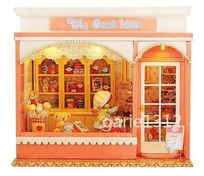 Wooden Dollhouse Miniature DIY House w/ Light + Music   The Sweet 