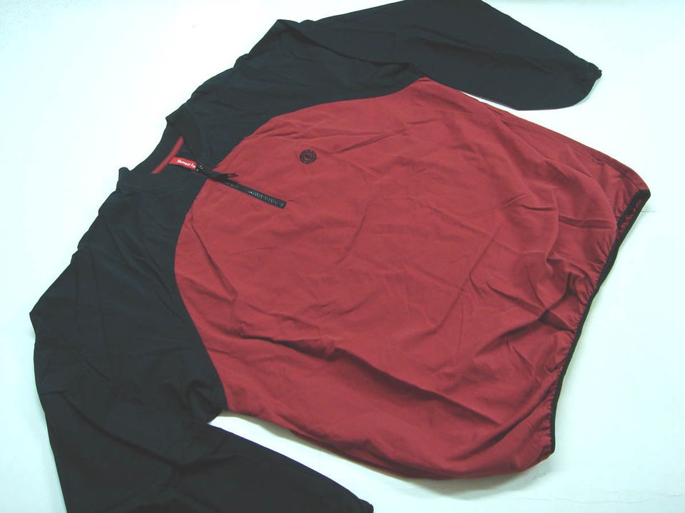 ELEMENT SKATEBOARDS 1/4 ZIP NYLON WINDBREAKER RED/BLACK MADE IN USA