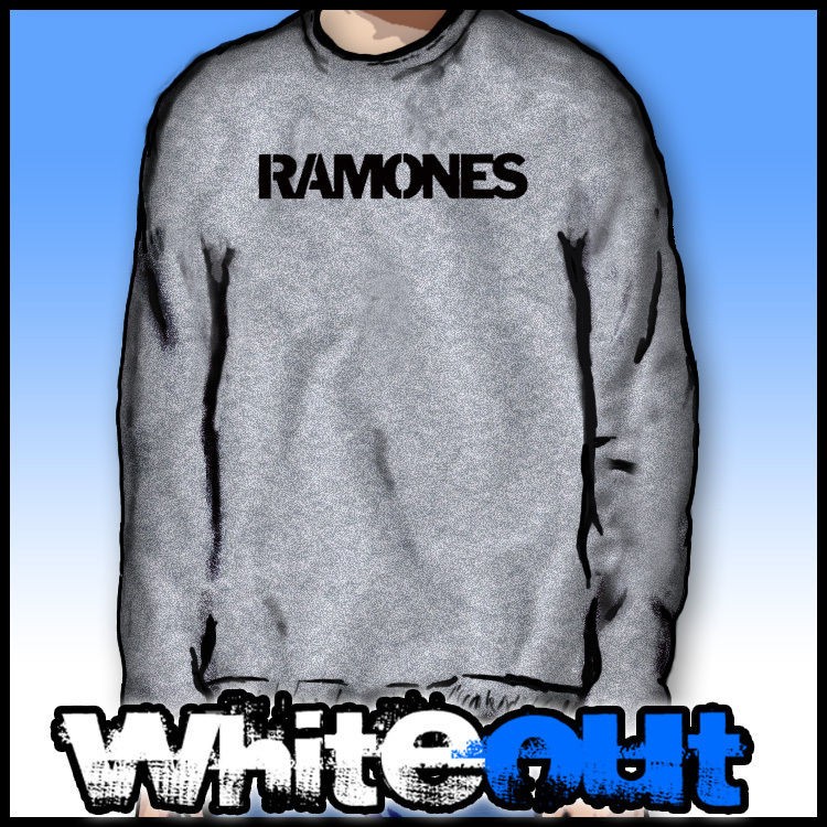 RAMONES LOGO DEE DEE JOEY CBGB NYC PUNK ROCK GREY CREW NECK SWEATSHIRT 