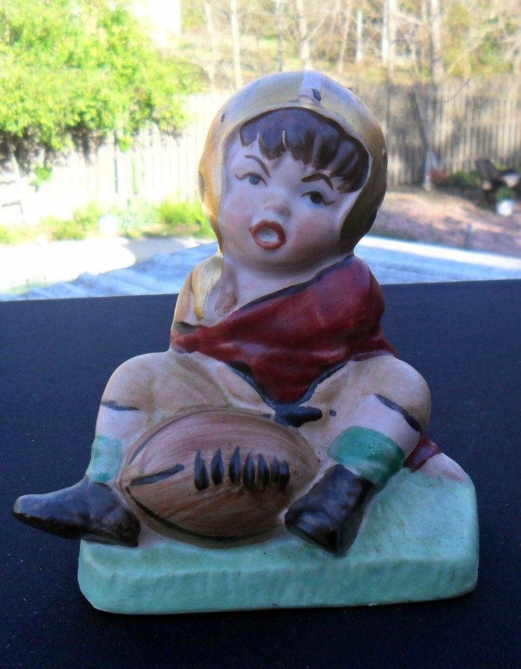   GILNER LITTLE BOY FOOTBALL PLAYER WITH FOOTBALL CERAMIC FIGURINE