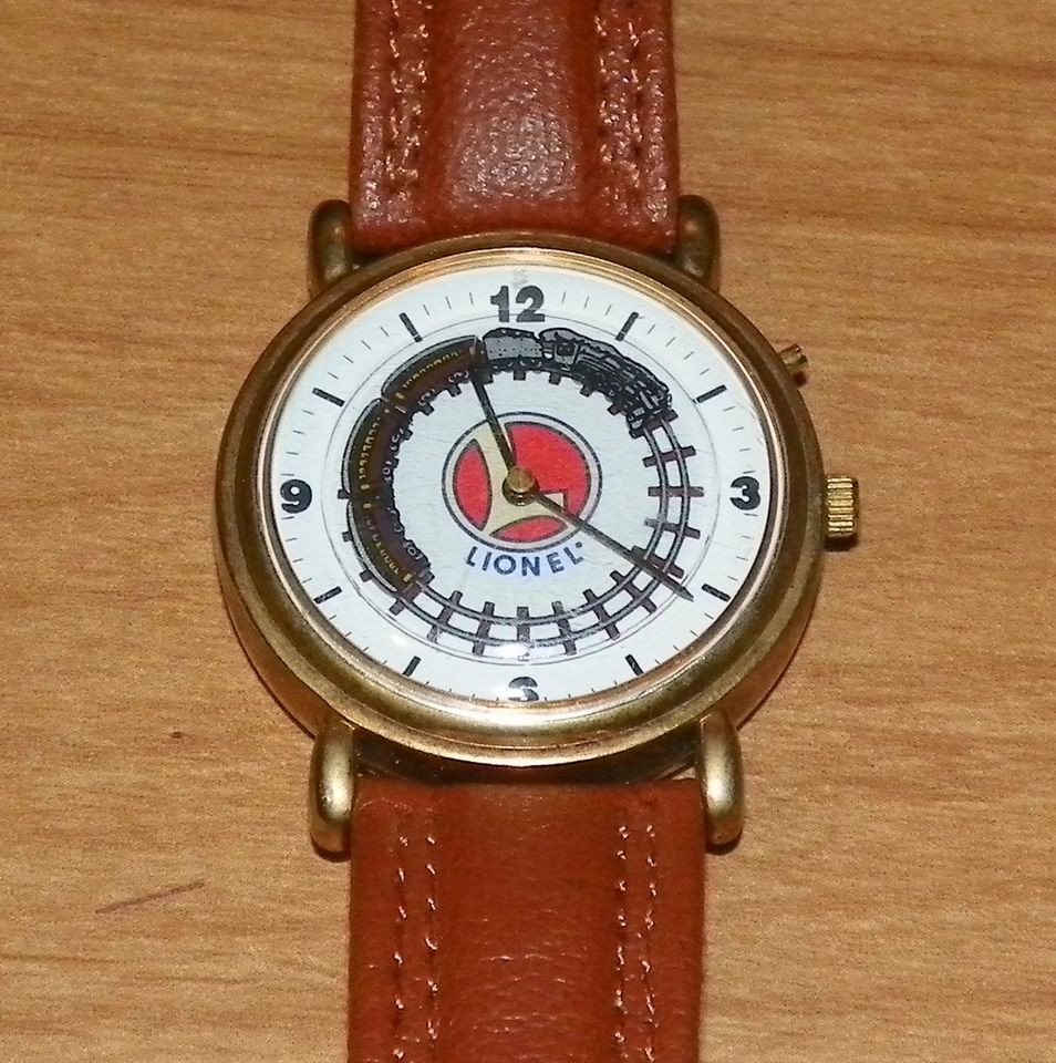 Lionel Train Wristwatch w/ Train Sounds & Leather Band   Collectible