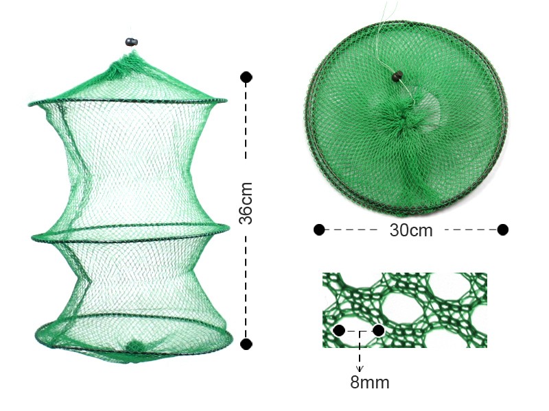 Fish Basket Foldable Lobster Crawfish Crab Trap Hoop Net Handle C