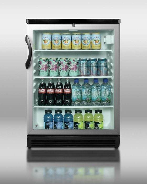   Commercial 24 W Undercounter Glass Door Refrigerator W/ Lock Black