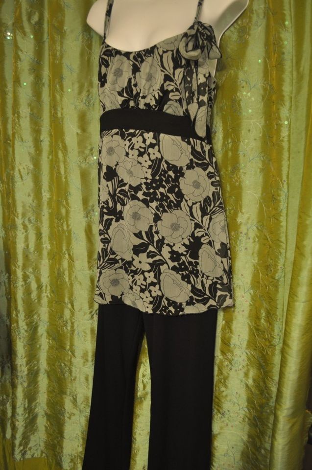 THYME Maternity * size S * Dressy Black Knit 1pc JUMPSUIT ~ Floral 