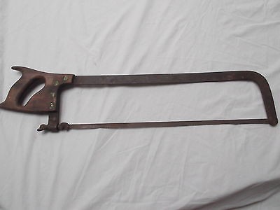 Vtg primitive antique meat hack saw 29 x 5.5 Tool Wood Wooden