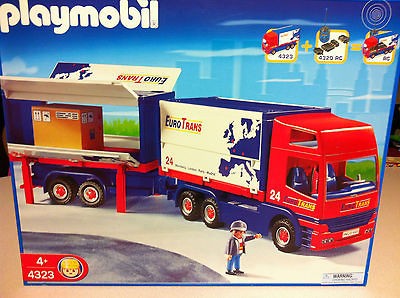 NIB Playmobil 4323 Euro Trans Big Rig Tractor Trailer RC Compatible 