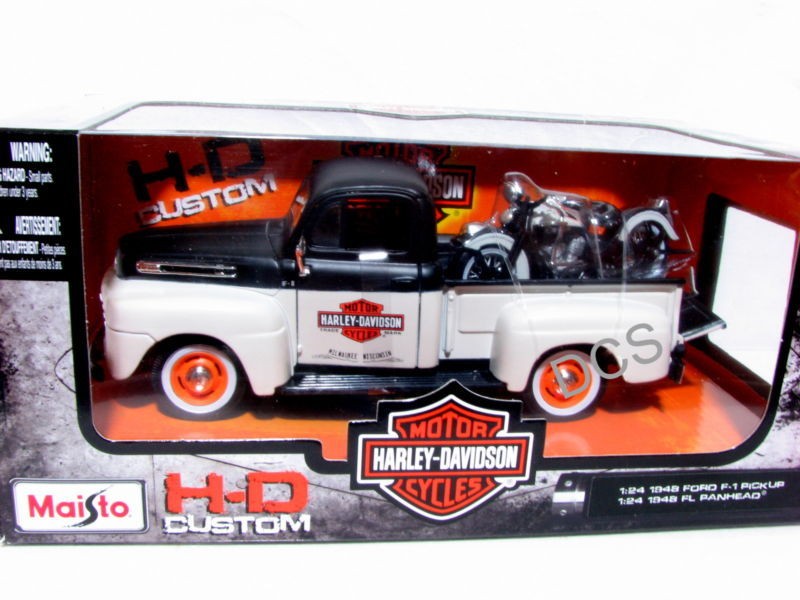 Maisto 1948 Ford F 1 Pickup 1/24 Harley Davidson B/W