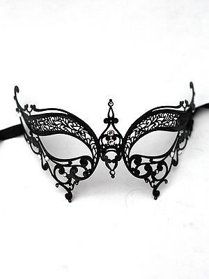   Butterfly Crystal Venetian Metal Filigree Masquerade Mask, Ball, SALE