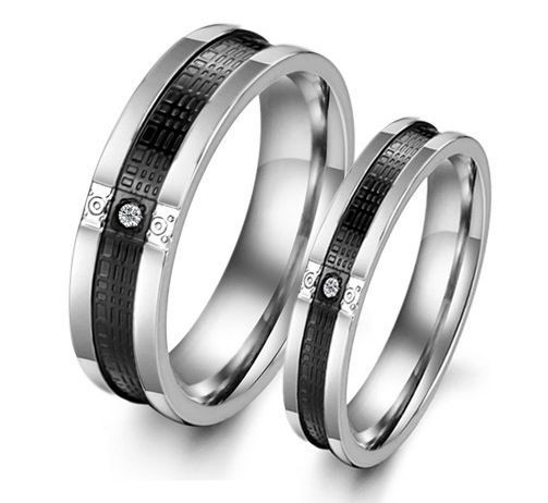   Steel Black Vintage Promise Ring Love Couple Wedding Bands Engagement