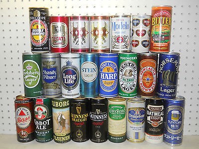 Group of 24 different international beer cans from 1970s 2000s