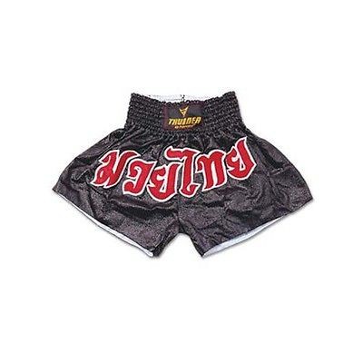 New ProForce Thunder Martial Arts Boxing Muay Thai Shorts Trunks Black 