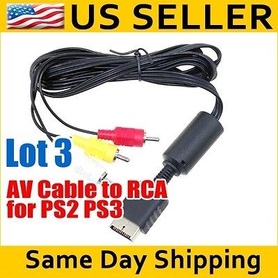 Lot 3 6Ft Audio Video AV TV Cable Cord to RCA For PlayStation PS/PS2 