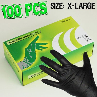 100pc X LARGE Black Color Nitrile Glove Latex Powder Free Tattoo 