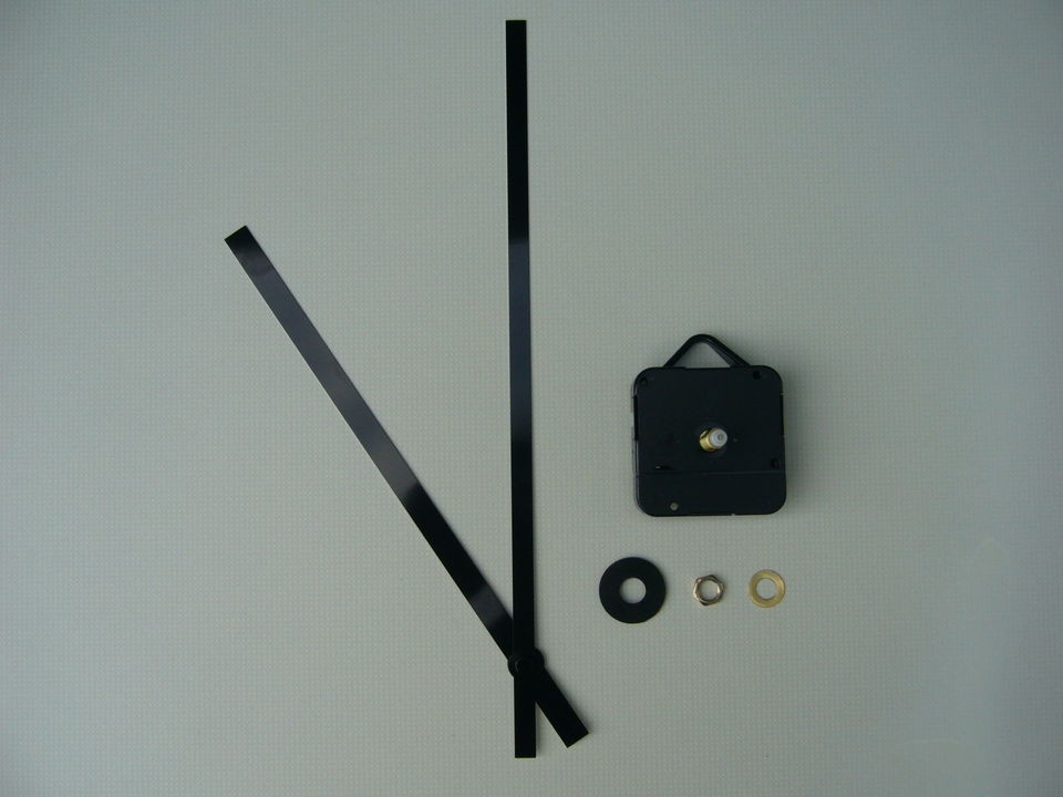   TORQUE CLOCK MOVEMENT SHORT SPINDLE 250MM BLACK METAL BATON HANDS