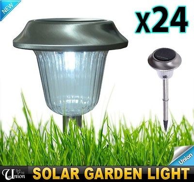   New 24 pcs LED Solar Garden Light Grass Lights Outdoor Stainless Steel