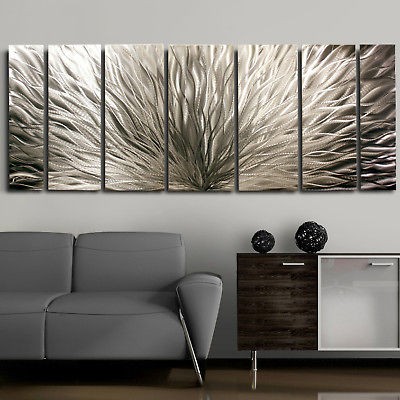 Modern Abstract Metal Wall Art Decor Sculpure Silver Plumage Jon 