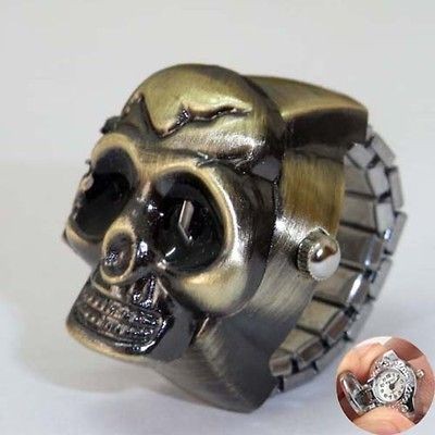 Mens Party Jewelry Skull Cover Punk Finger Ring Watch