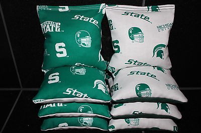 MICHIGAN STATE 8 CORNHOLE BEAN BAGS GAME BAGGO TOSS HANDMADE