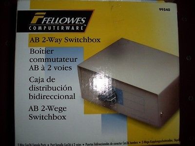 Unopened Brand New Fellowes Computerware AB 2 Way Switchbox