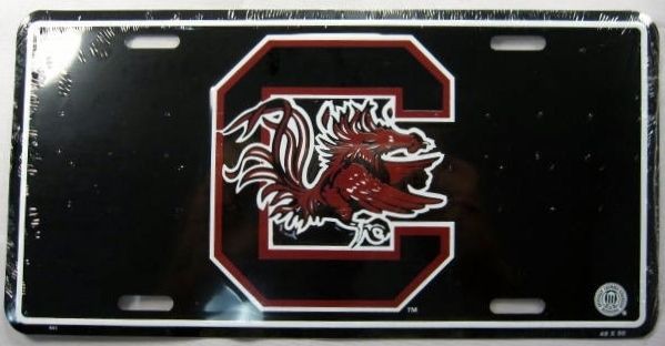   OF SOUTH CAROLINA METAL LICENSE PLATE GAMECOCKS BLACK SIGN NEW L349