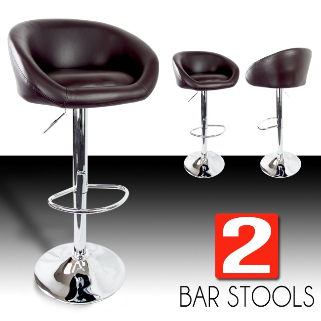 Swivel Bar Stool Brown Elegant PU Leather Modern Adjustable 