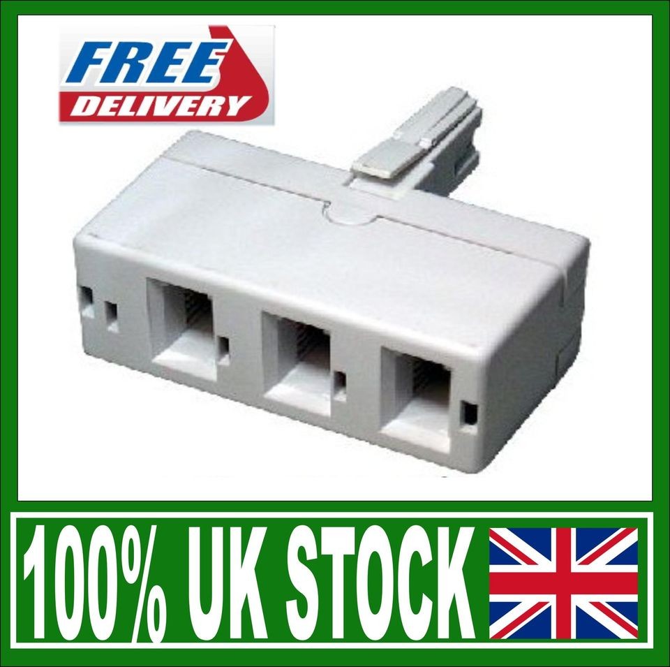 BT treble telephone Phone socket 3 way y Adapter Splitter Triple 