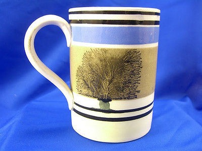 Vintage Mochaware Pint Ale Measure Mug Seaweed Pattern Circa 1900