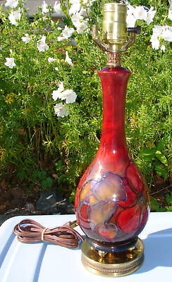 Signed Walter Moorcroft FLAMBE Clematis Lamp c.1950s