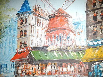   Original Oil Painting Paris Scene Toile Peinte A La Main Paris Moulin