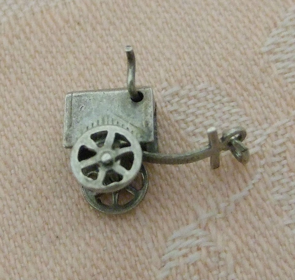   1940s MOVABLE HURDY GURDY ~ STREET ORGAN Sterling Silver Charm