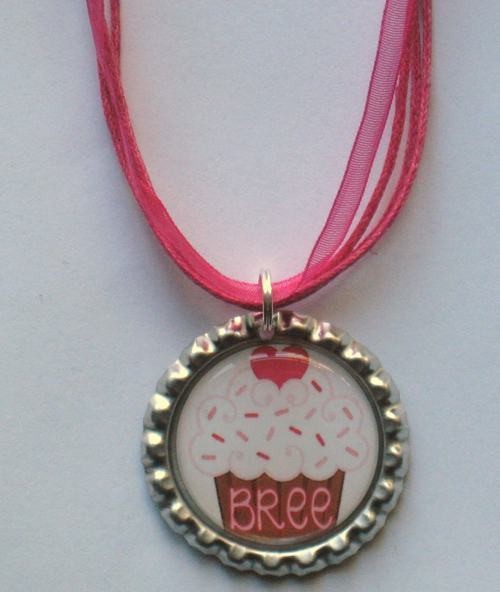 Boutique Bottlecap Necklace PERSONALIZED NAME Valentine Cupcake Heart