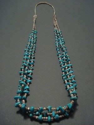 SUPERB Vintage Navajo OLD KINGMAN TURQUOISE Heishi Necklace