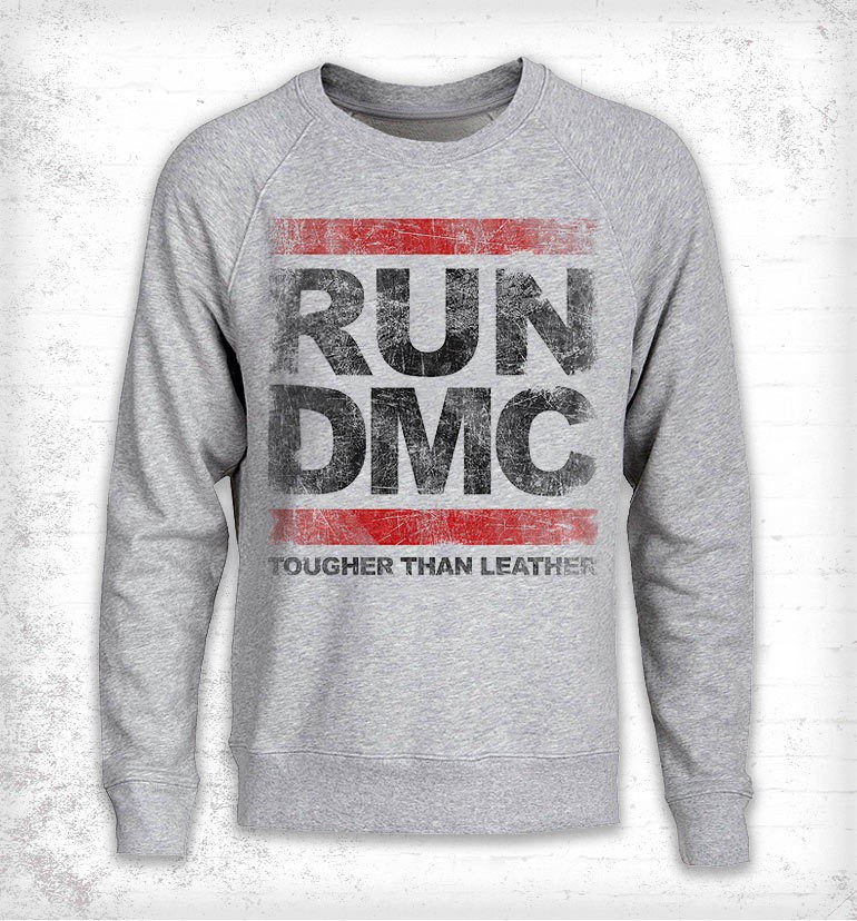 Mens Stone Rollin RUN DMC Grey SWEATSHIRT   Hip Hop † Old Skool 