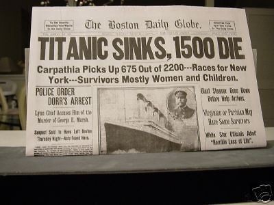 Three Copies of Titanic Sinks Newspapers