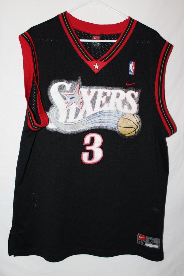 Mens Nike Sixers Allen Iverson Jersey Black Size X Large.