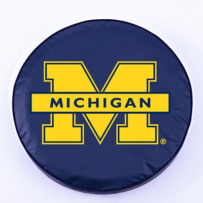   Wolverines NCAA Exact Fit Navy Vinyl Spare Tire Cover by HBS Covers