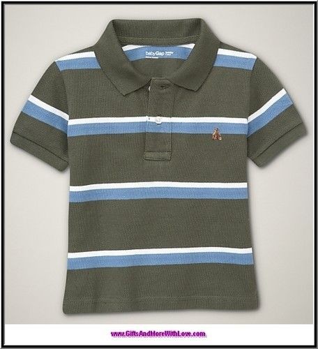 Baby Gap NWT TWEED GREEN STRIPES POLO SHIRT TOP 12   18