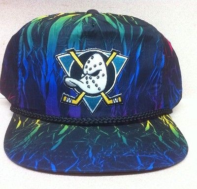   PRINCE ANAHEIM MIGHTY DUCKS SNAPBACK HAT CAP BLACK NEON GRASS NHL