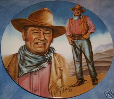 Large John Wayne Commemorative Plate By Susie Morton