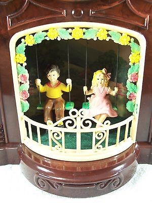 VINTAGE MASTERCRAFTERS SWINGING PLAYMATES SHELF MOTION CLOCK w/LIGHT 