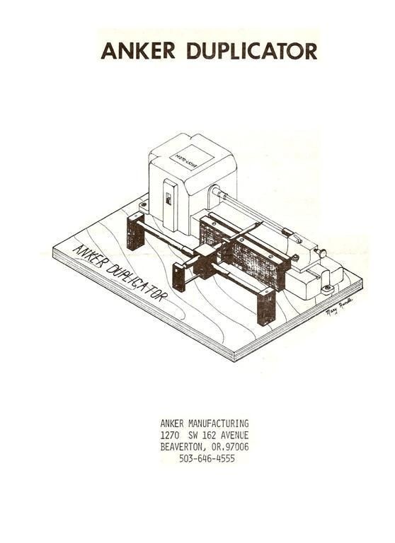 ANKER LATHE DUPLICATOR INSTRUCTION MANUAL