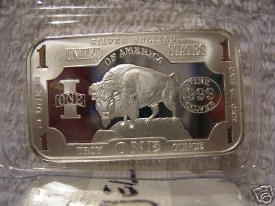 CLASSIC BUFFALO 1 OZ Silver Art Bar/Bars .999 Bullion