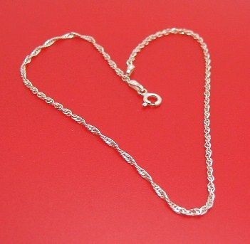 Anklet Silver Sterling Link Rope Twist Chain JCM Thailand 925 1.3 