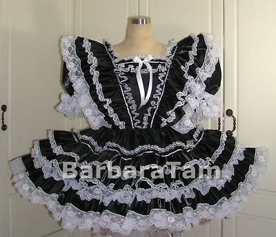 BBT ADULT SISSY SHIMMERING TAFFETA RUFFLY DRESS black