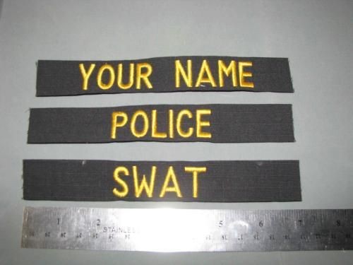 Police SWAT Sheriff Black 3 Piece Uniform Name Tape Set NO VELCRO