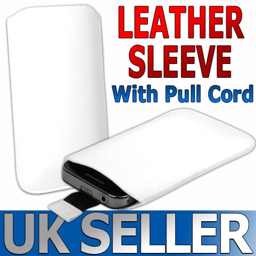 WHITE LEATHER CARRY CASE POUCH FOR NOKIA C6 01 C601