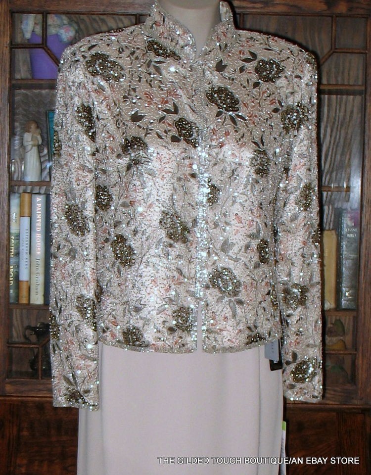 ADRIANNA PAPELL BEADED JACKET & LONG SKIRT 8 NWT GORGEOUS